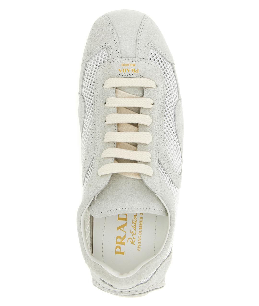 PRADA Белые текстильные кроссовки, фото 4