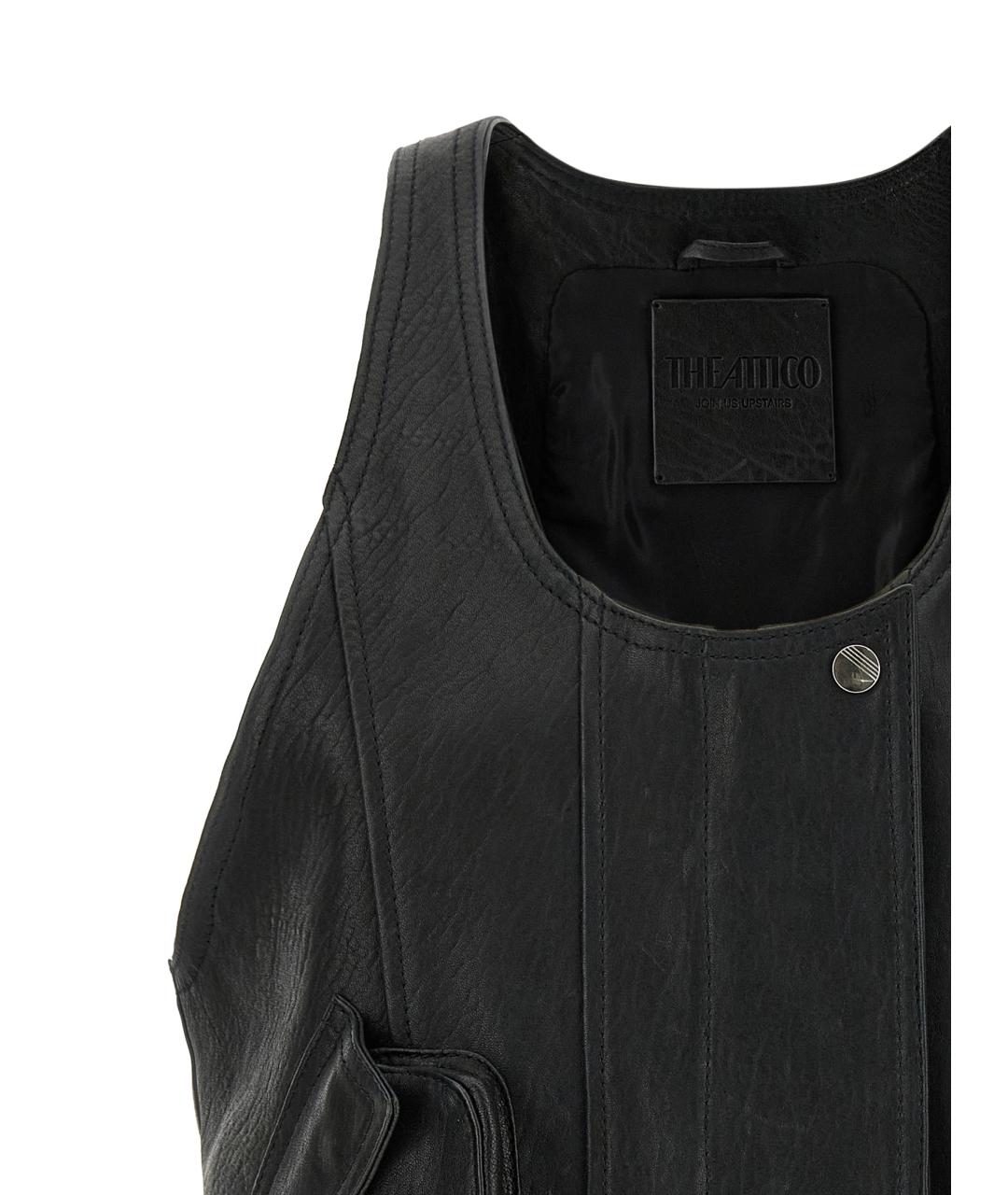 THE ATTICO Черный кожаный жилет, фото 3