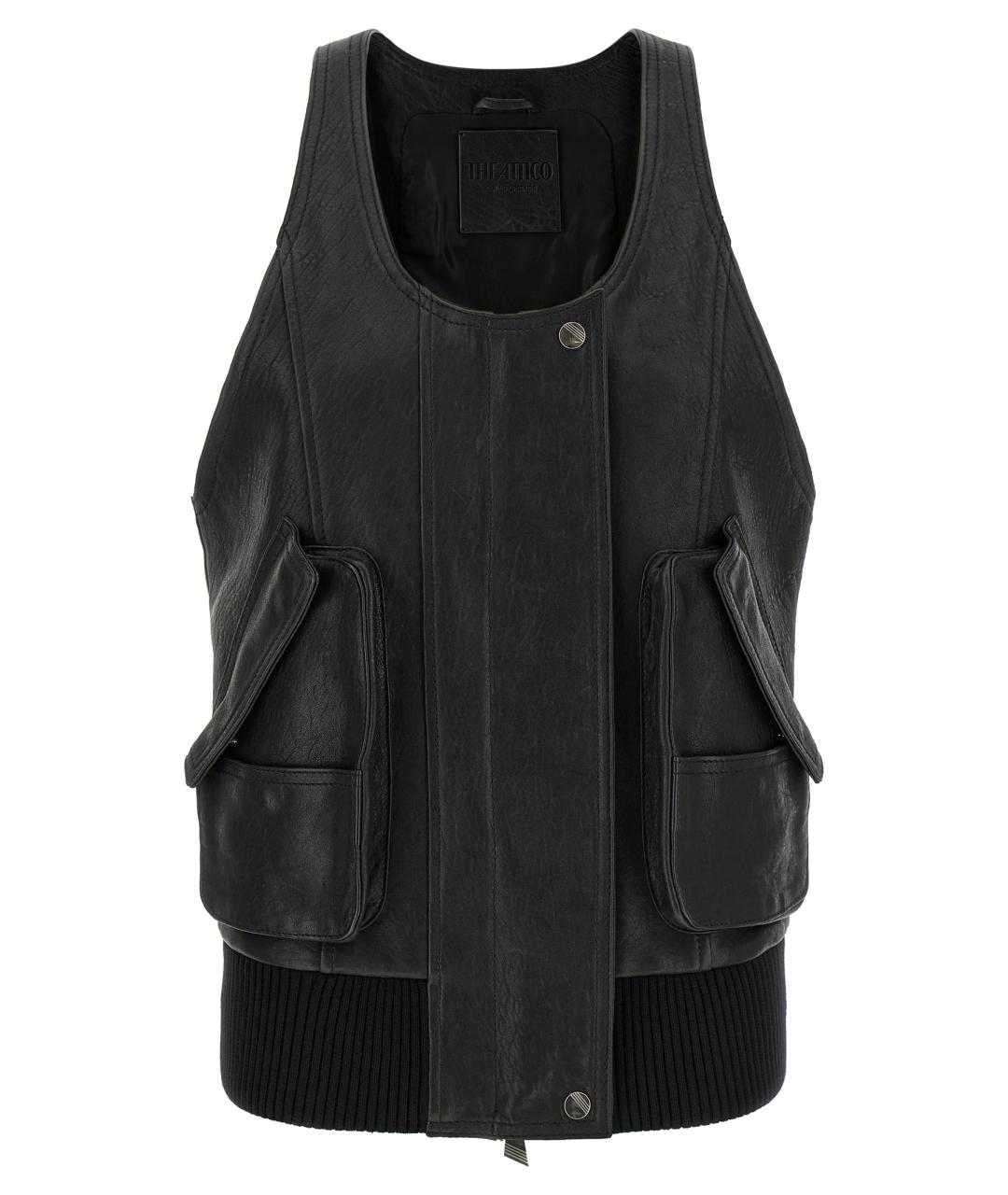 THE ATTICO Черный кожаный жилет, фото 1