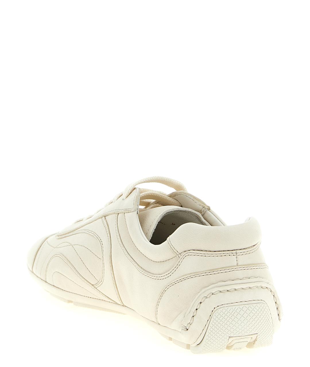 PRADA Белые кожаные низкие кроссовки / кеды, фото 3