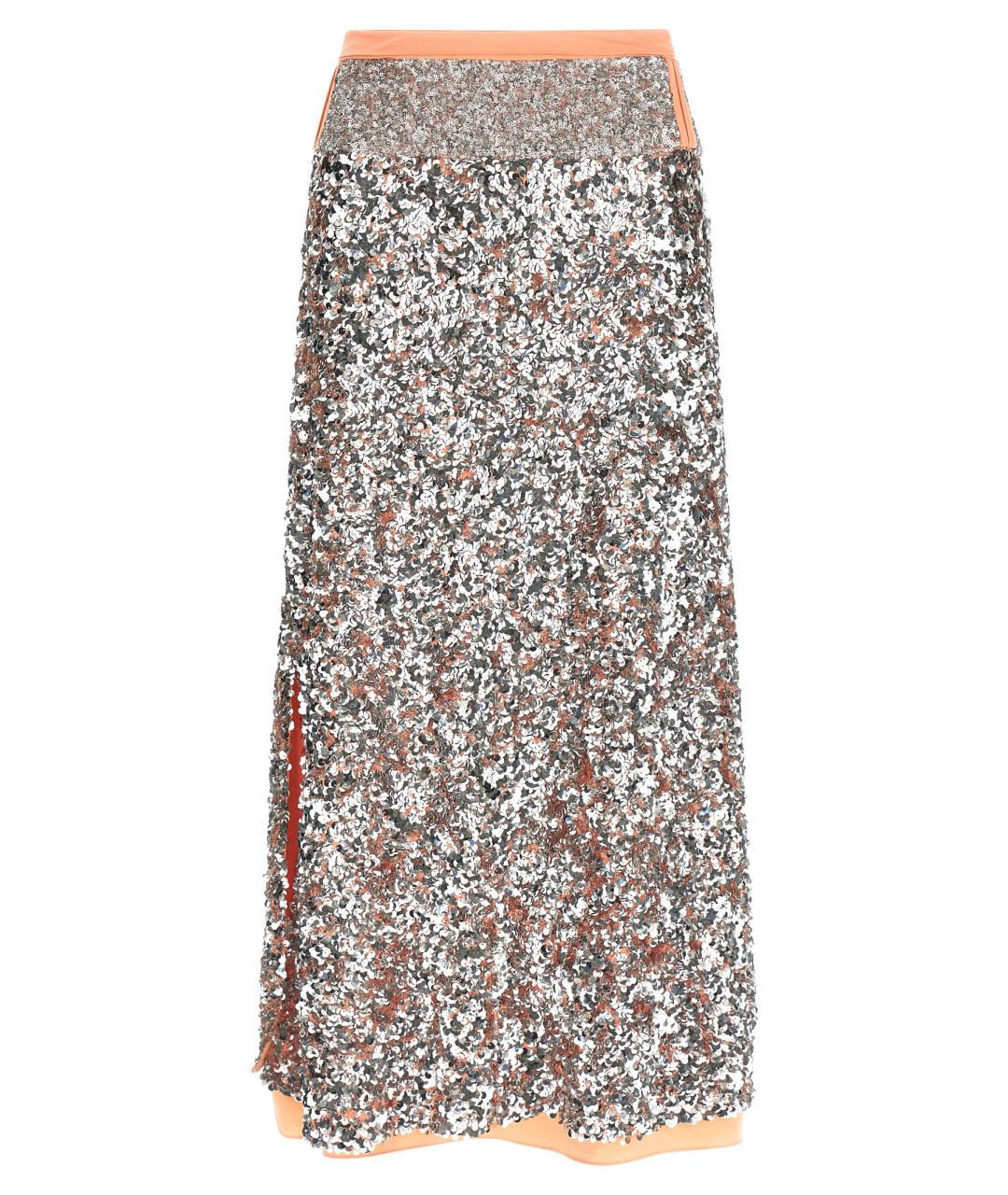 PACO RABANNE Серебряная полиэстеровая юбка миди, фото 1