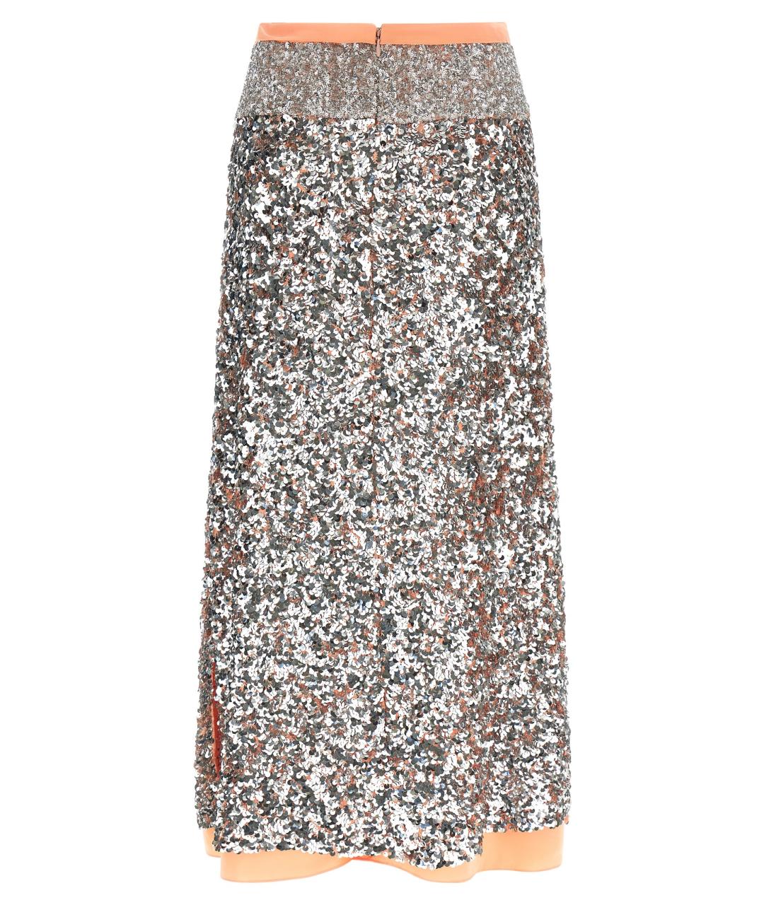 PACO RABANNE Серебряная полиэстеровая юбка миди, фото 2