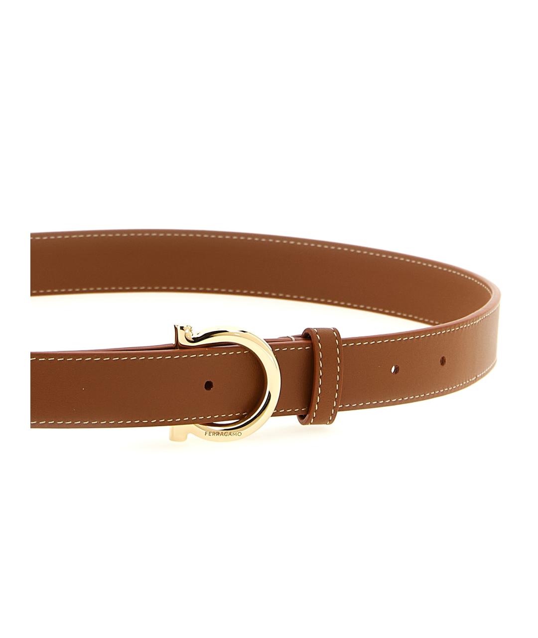 FERRAGAMO Коричневый кожаный ремень, фото 3