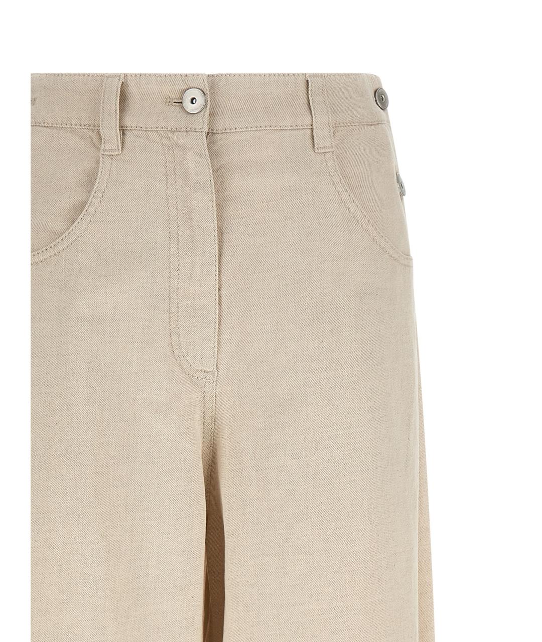 BRUNELLO CUCINELLI Бежевые хлопковые прямые джинсы, фото 3