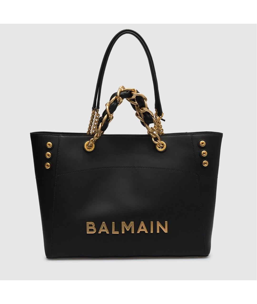 BALMAIN Черная кожаная сумка тоут, фото 7