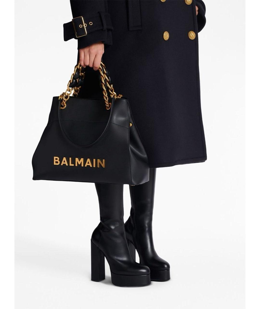 BALMAIN Черная кожаная сумка тоут, фото 5