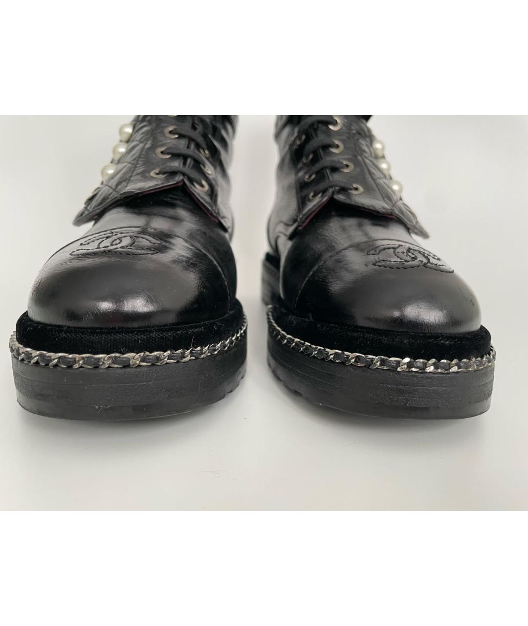 CHANEL Черные ботинки из лакированной кожи, фото 8