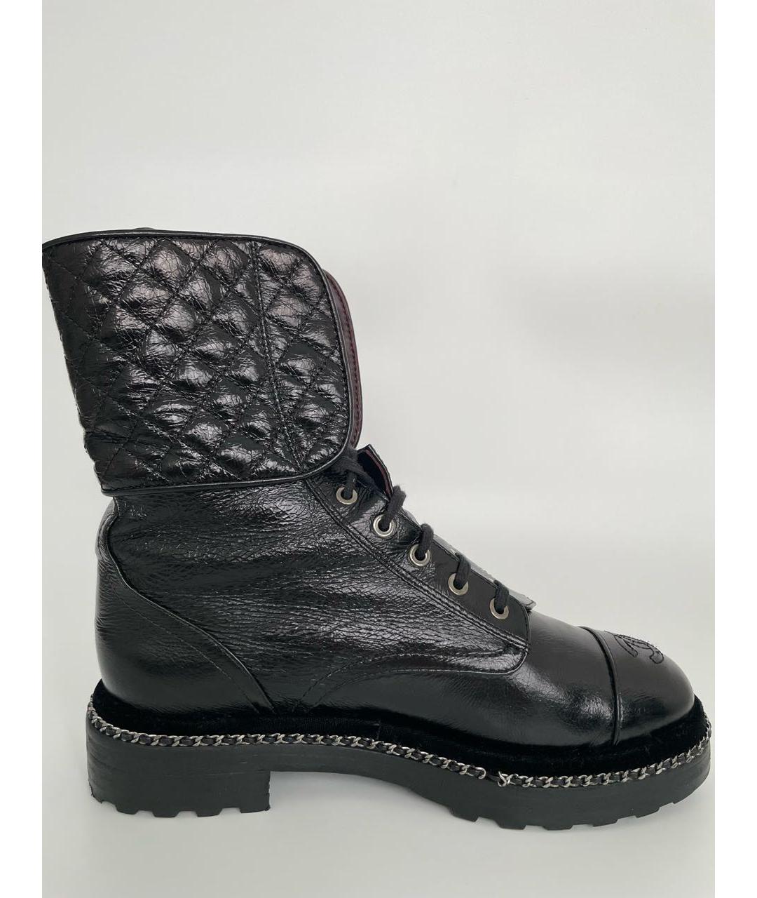 CHANEL Черные ботинки из лакированной кожи, фото 6