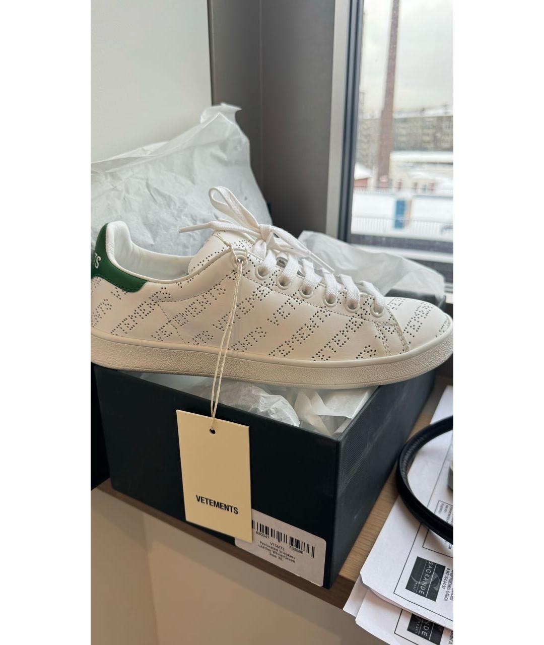 VETEMENTS Белые кожаные кеды, фото 7