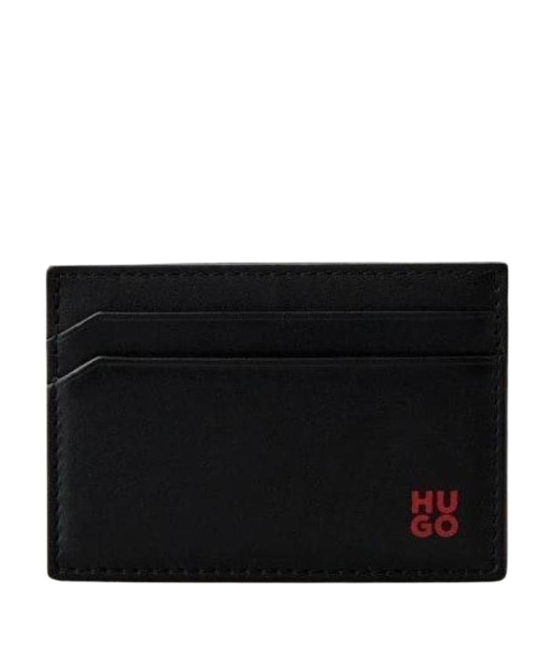 HUGO Черный кожаный кардхолдер, фото 1