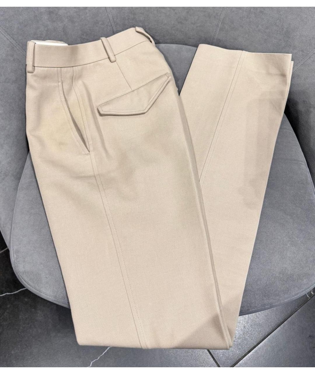 BOTTEGA VENETA Бежевые хлопковые прямые брюки, фото 2