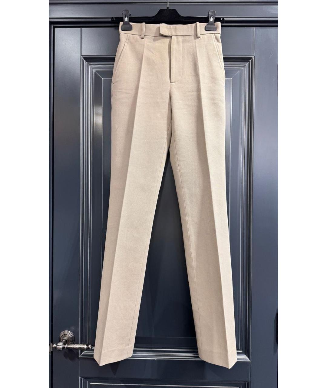 BOTTEGA VENETA Бежевые хлопковые прямые брюки, фото 5