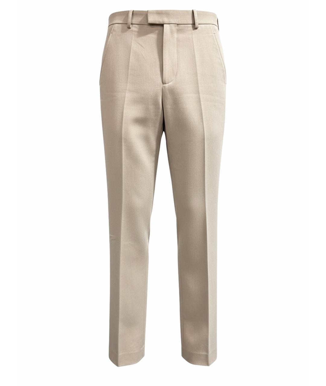 BOTTEGA VENETA Бежевые хлопковые прямые брюки, фото 1