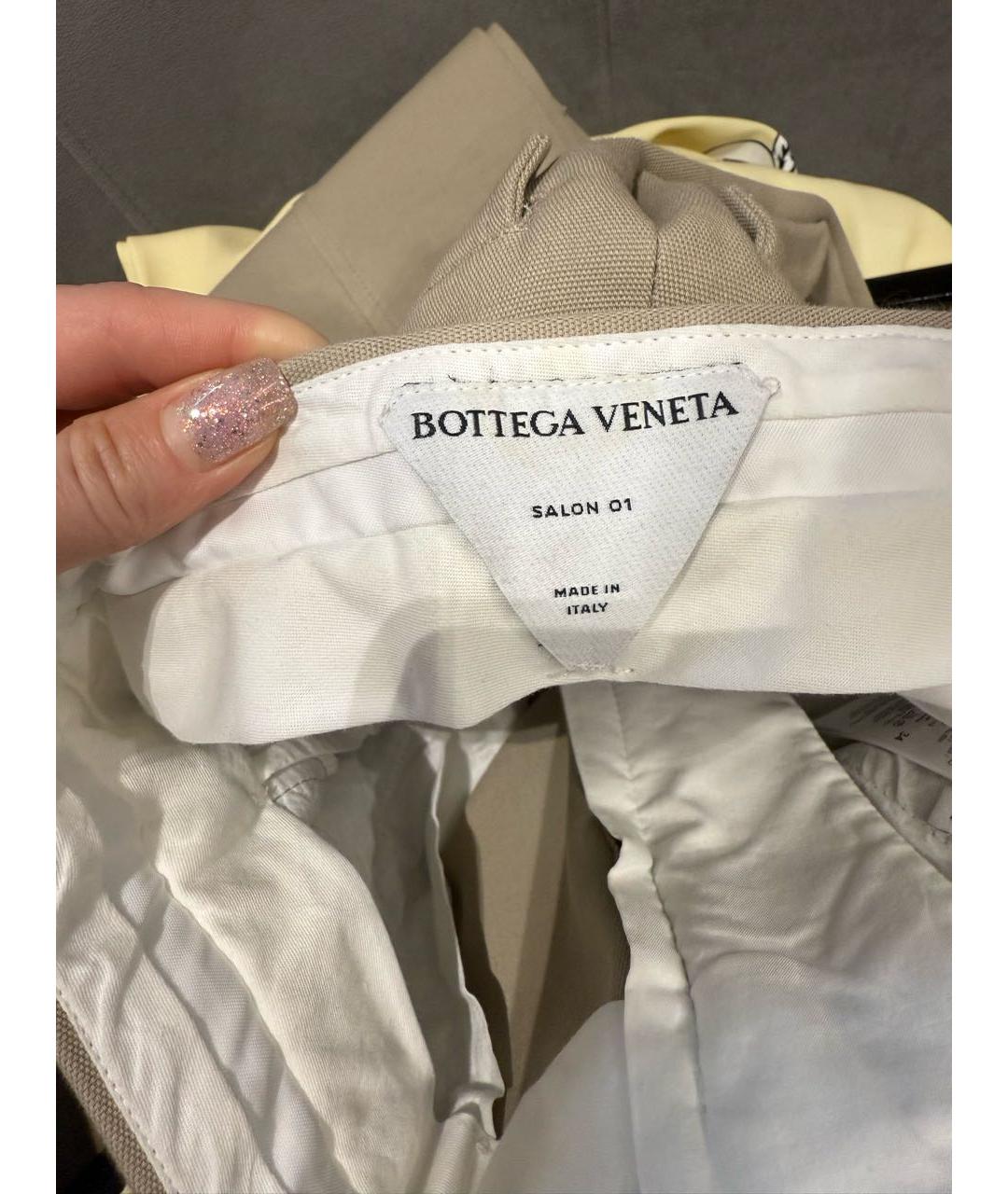 BOTTEGA VENETA Бежевые хлопковые прямые брюки, фото 3