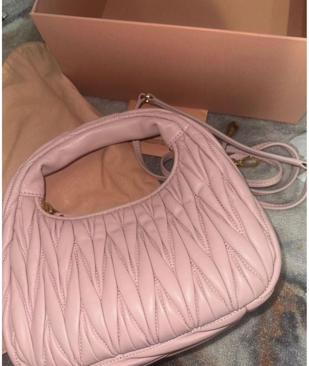 MIU MIU Розовая кожаная сумка с короткими ручками, фото 3