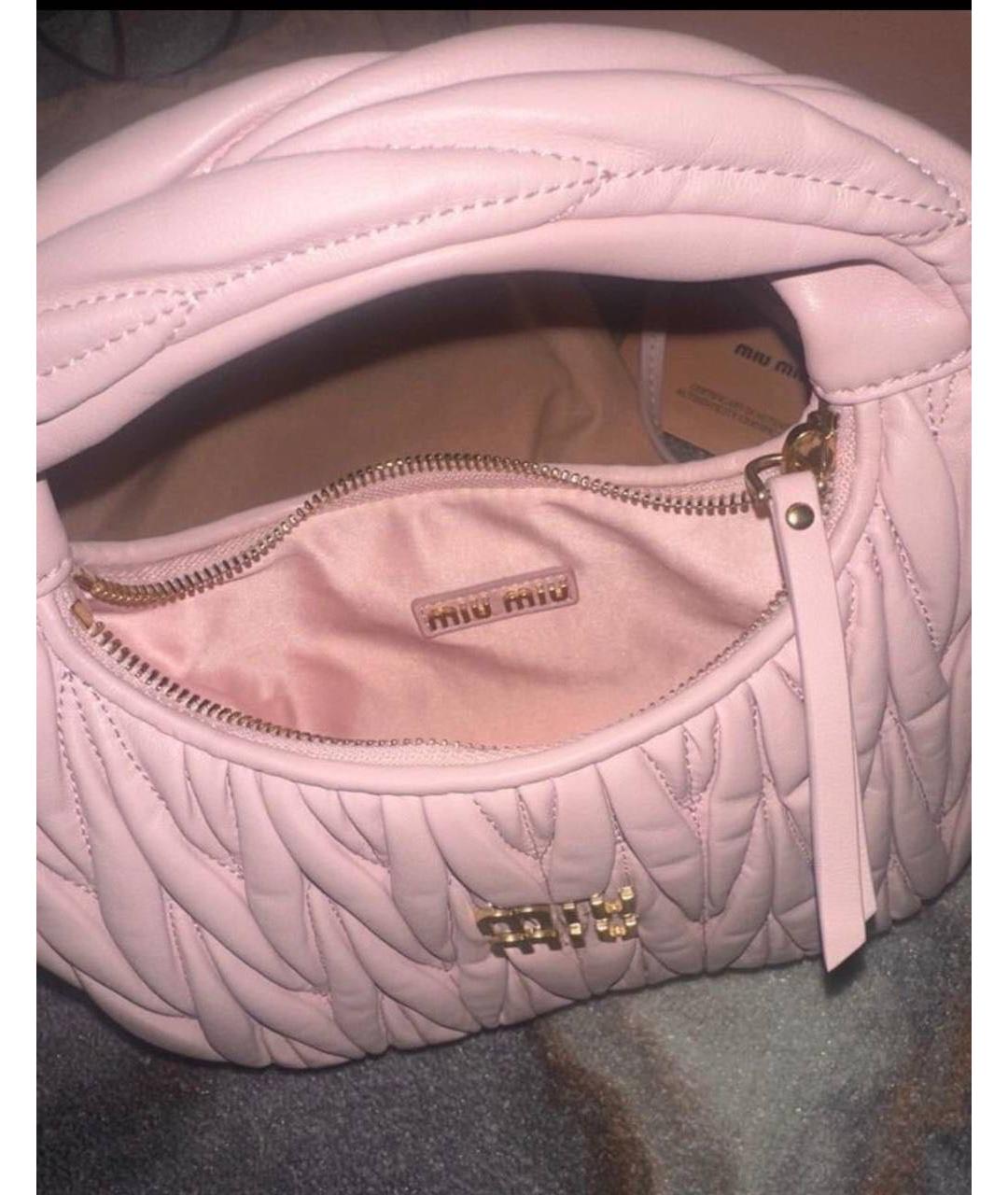 MIU MIU Розовая кожаная сумка с короткими ручками, фото 2