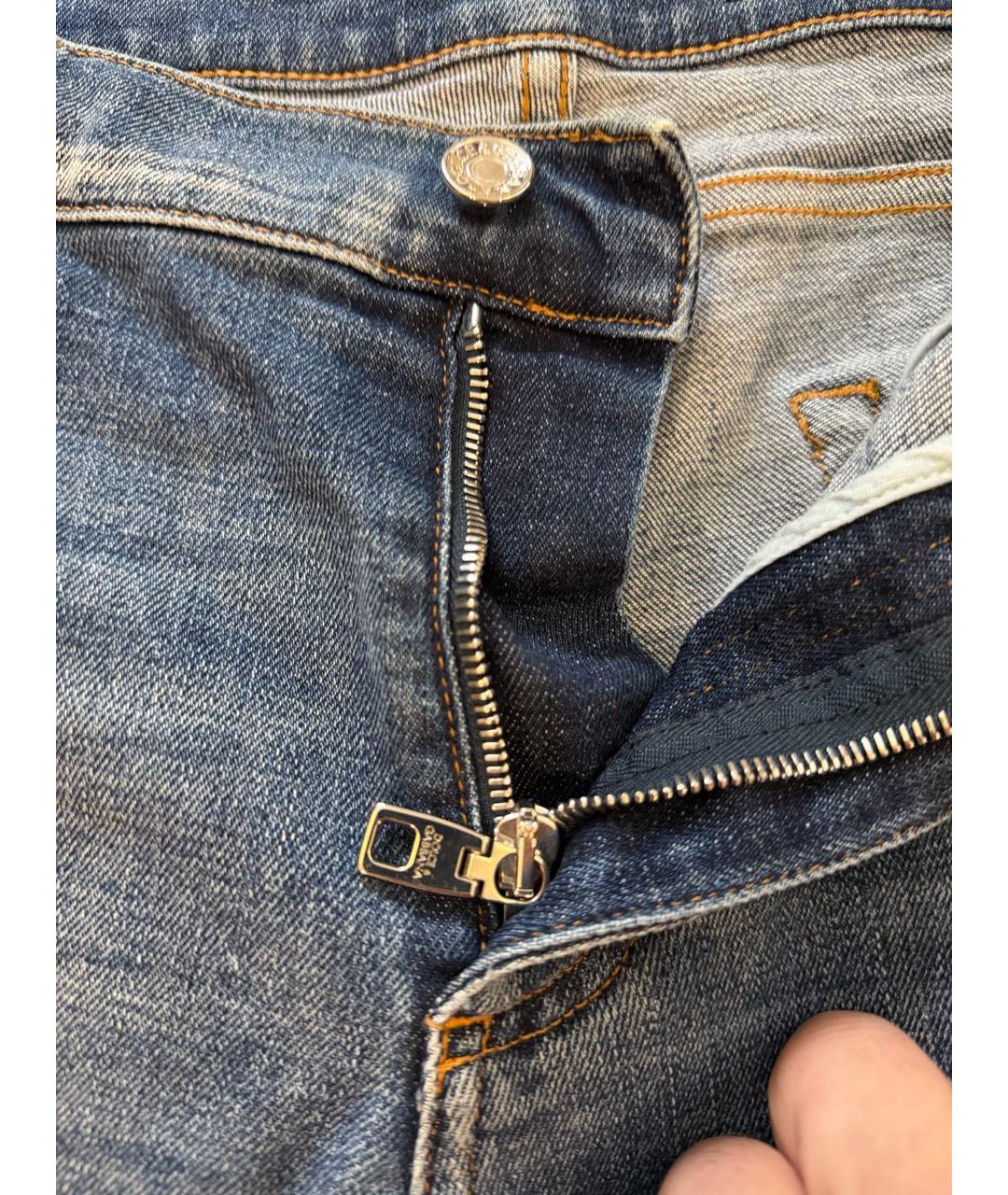 DOLCE&GABBANA Синие хлопковые джинсы, фото 4