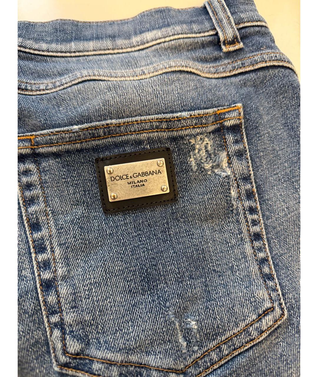 DOLCE&GABBANA Синие хлопковые джинсы, фото 3