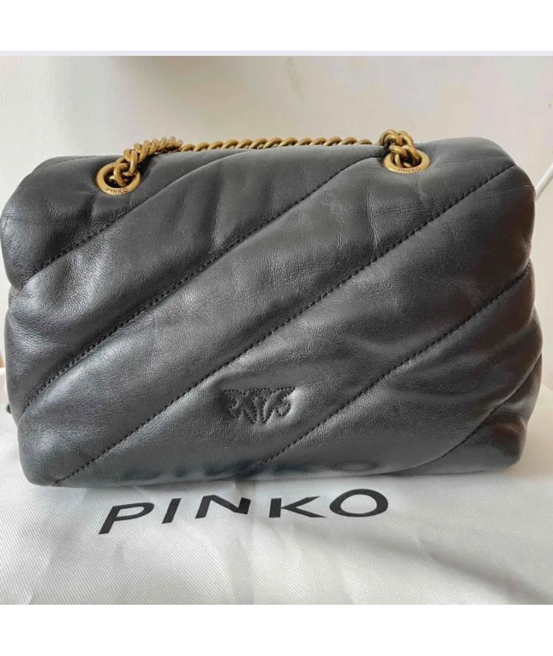 PINKO Черная кожаная сумка через плечо, фото 2