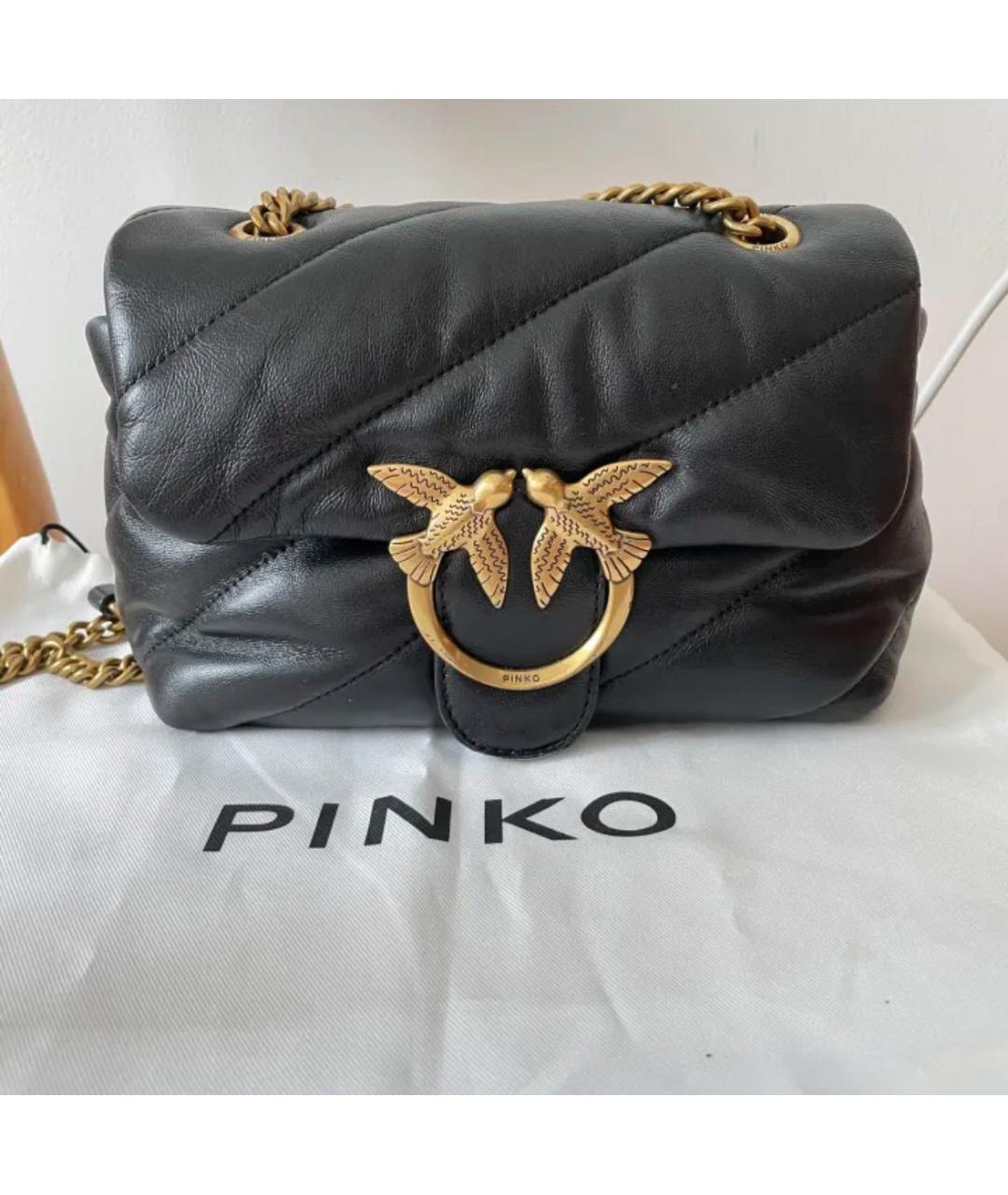 PINKO Черная кожаная сумка через плечо, фото 7