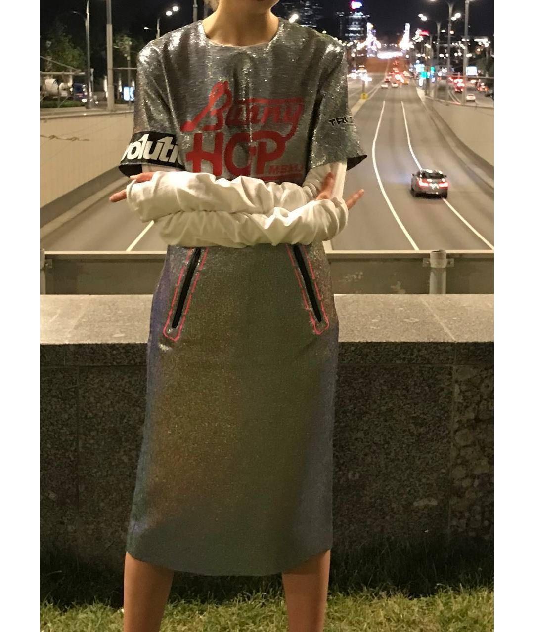 MARC BY MARC JACOBS Серебряное полиэстеровое повседневное платье, фото 5