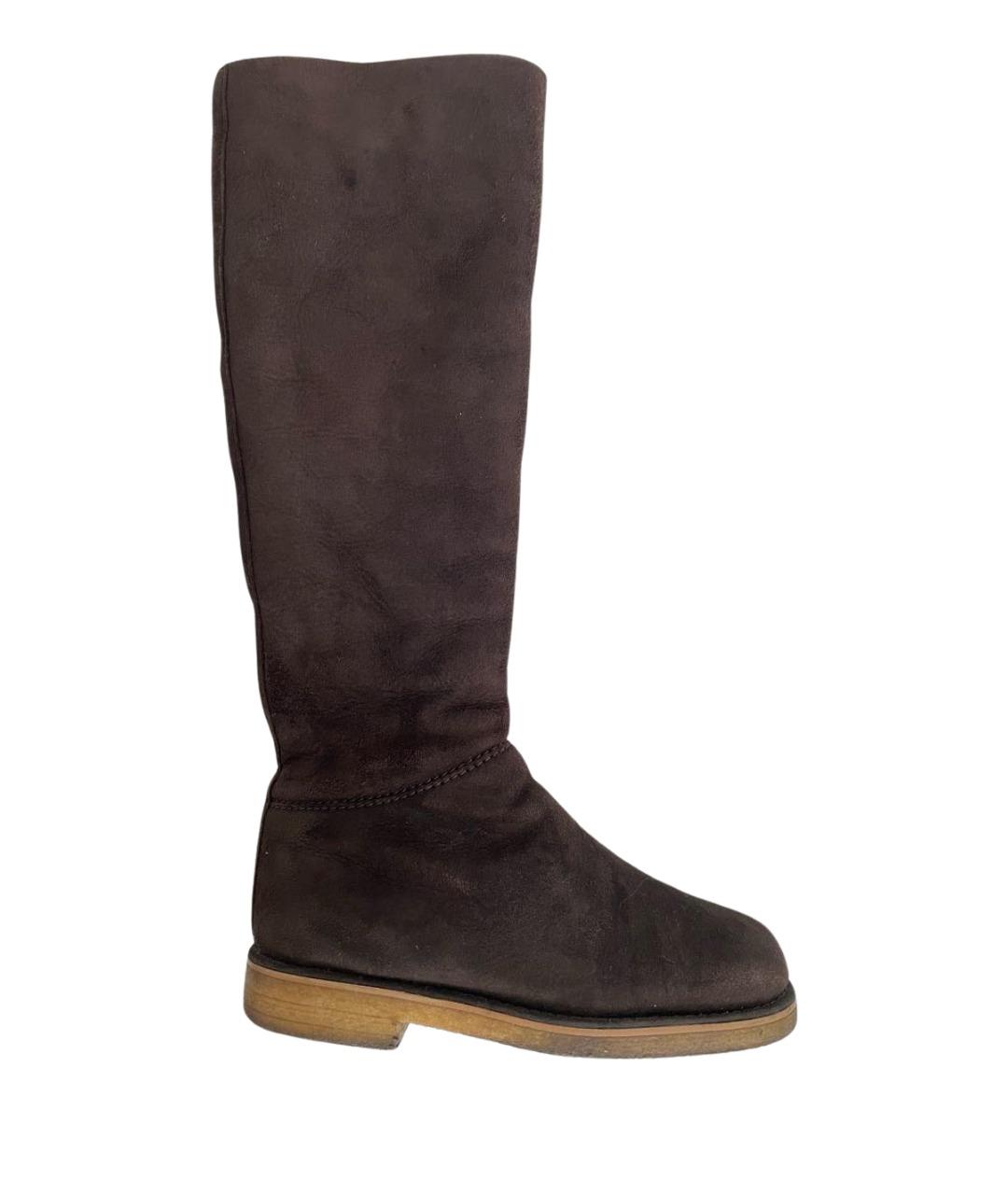 HERMES Коричневые замшевые сапоги, фото 1