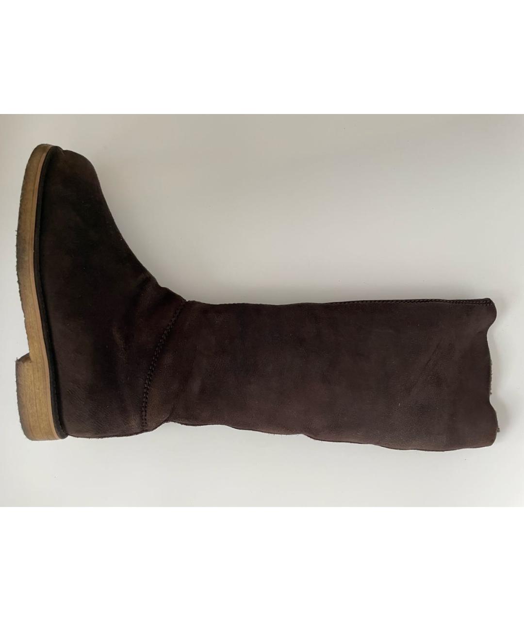 HERMES Коричневые замшевые сапоги, фото 3