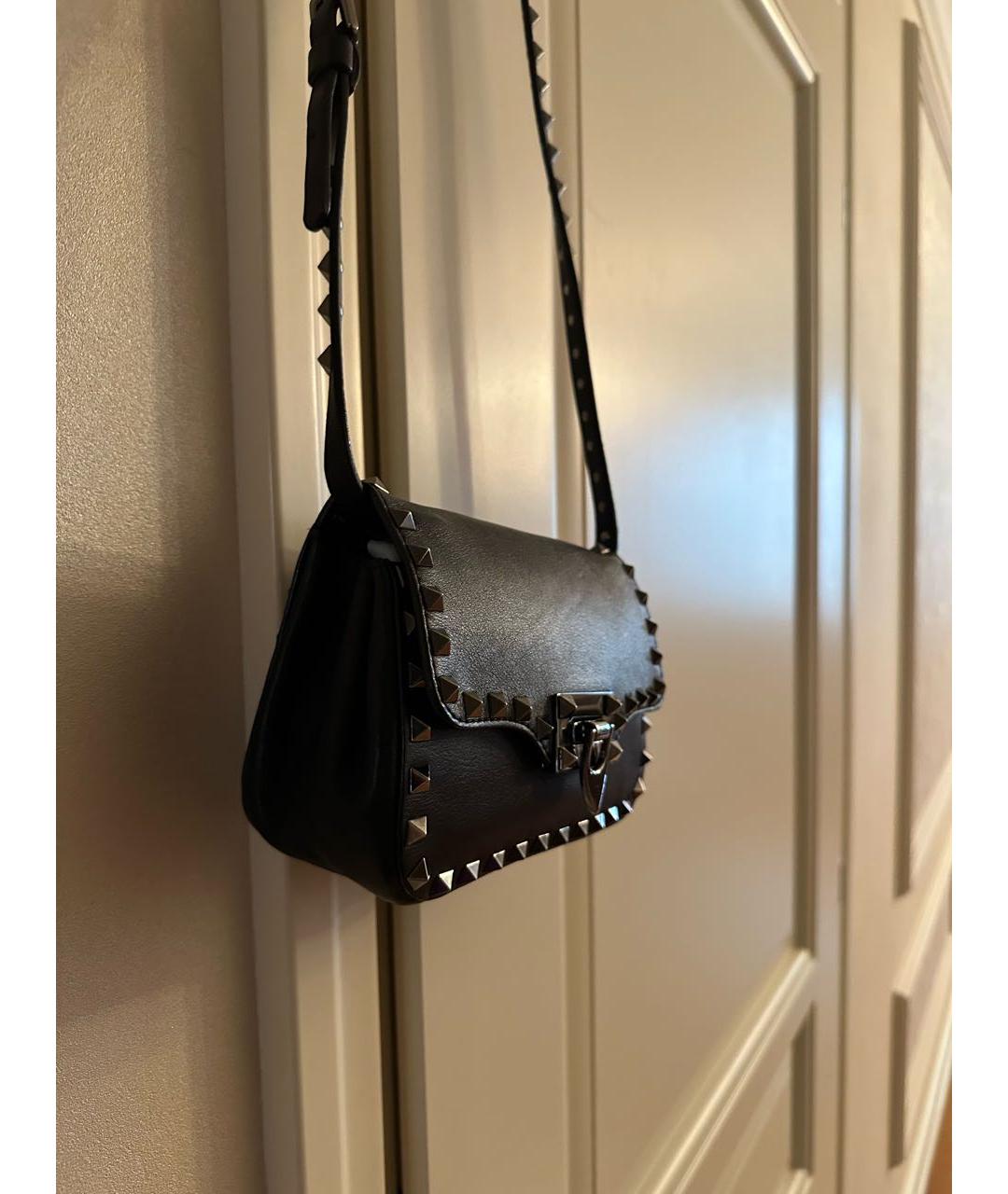 VALENTINO Черная кожаная сумка через плечо, фото 6