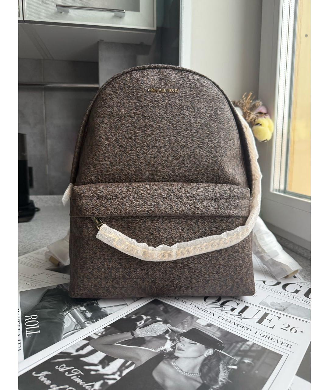 MICHAEL KORS Коричневый рюкзак из искусственной кожи, фото 4