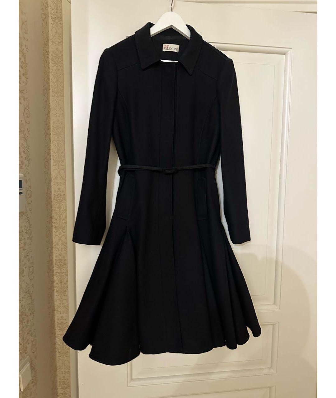 RED VALENTINO Черное шерстяное пальто, фото 7