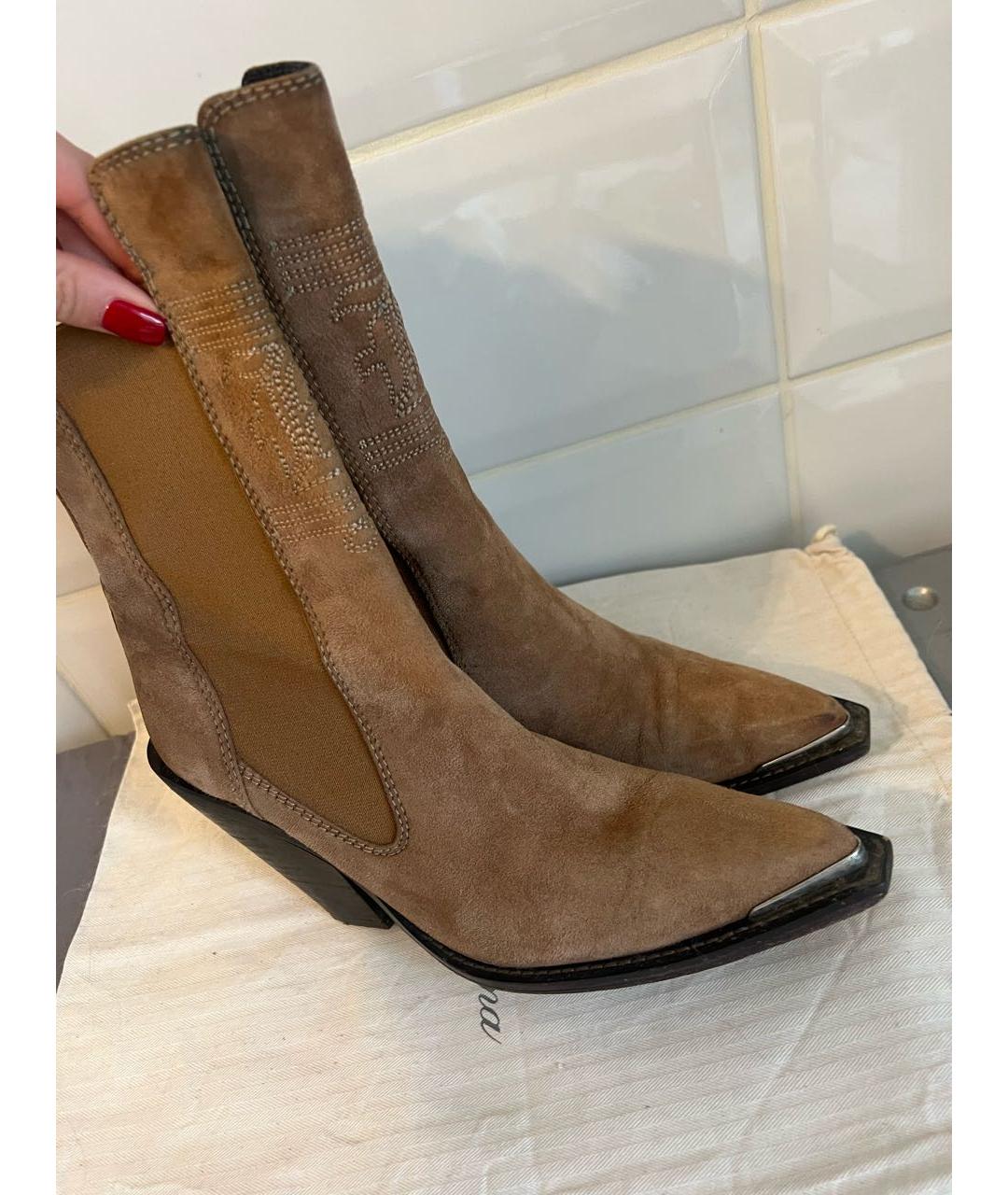 ERMANNO SCERVINO Коричневые замшевые полусапоги, фото 3