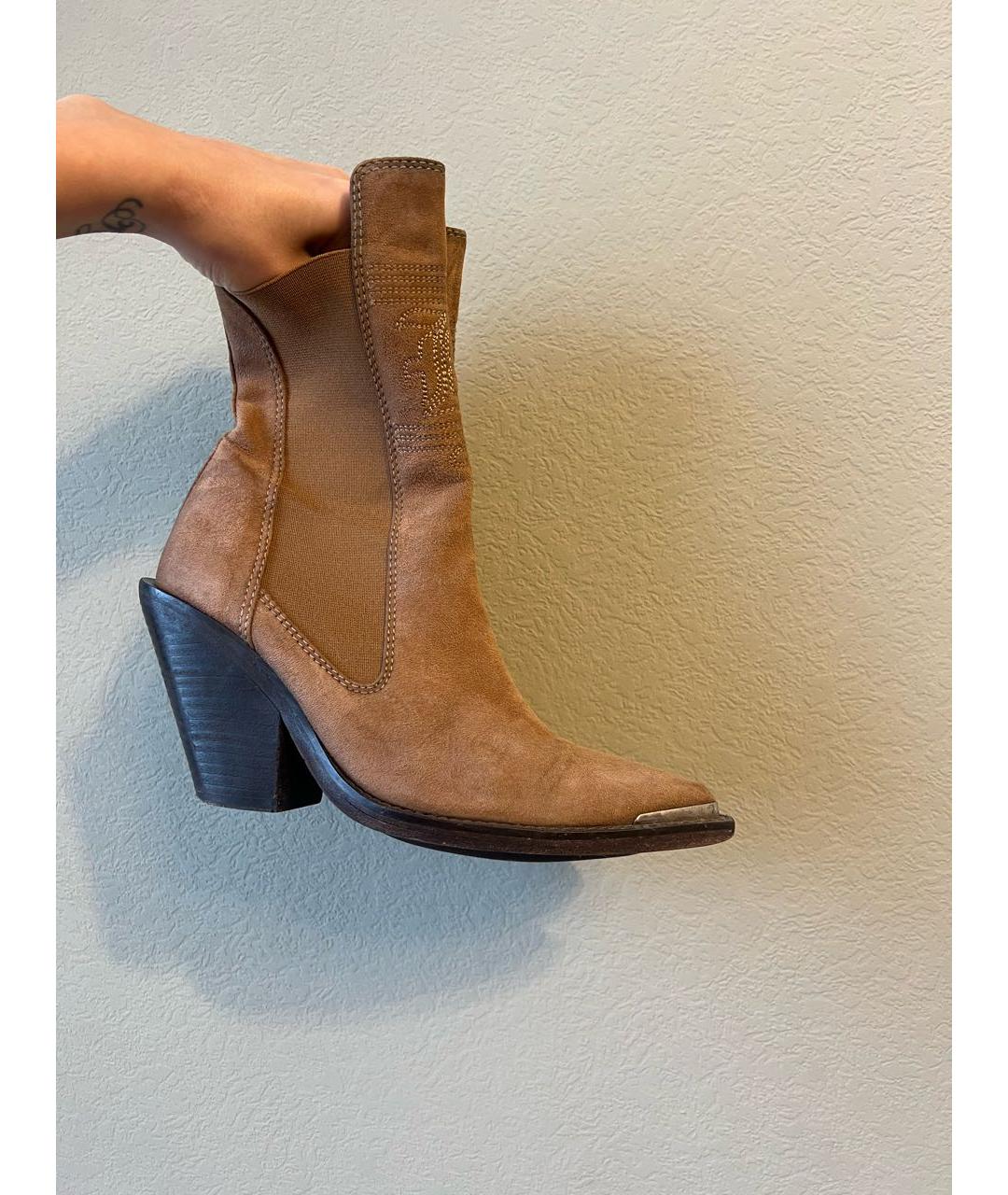 ERMANNO SCERVINO Коричневые замшевые полусапоги, фото 4