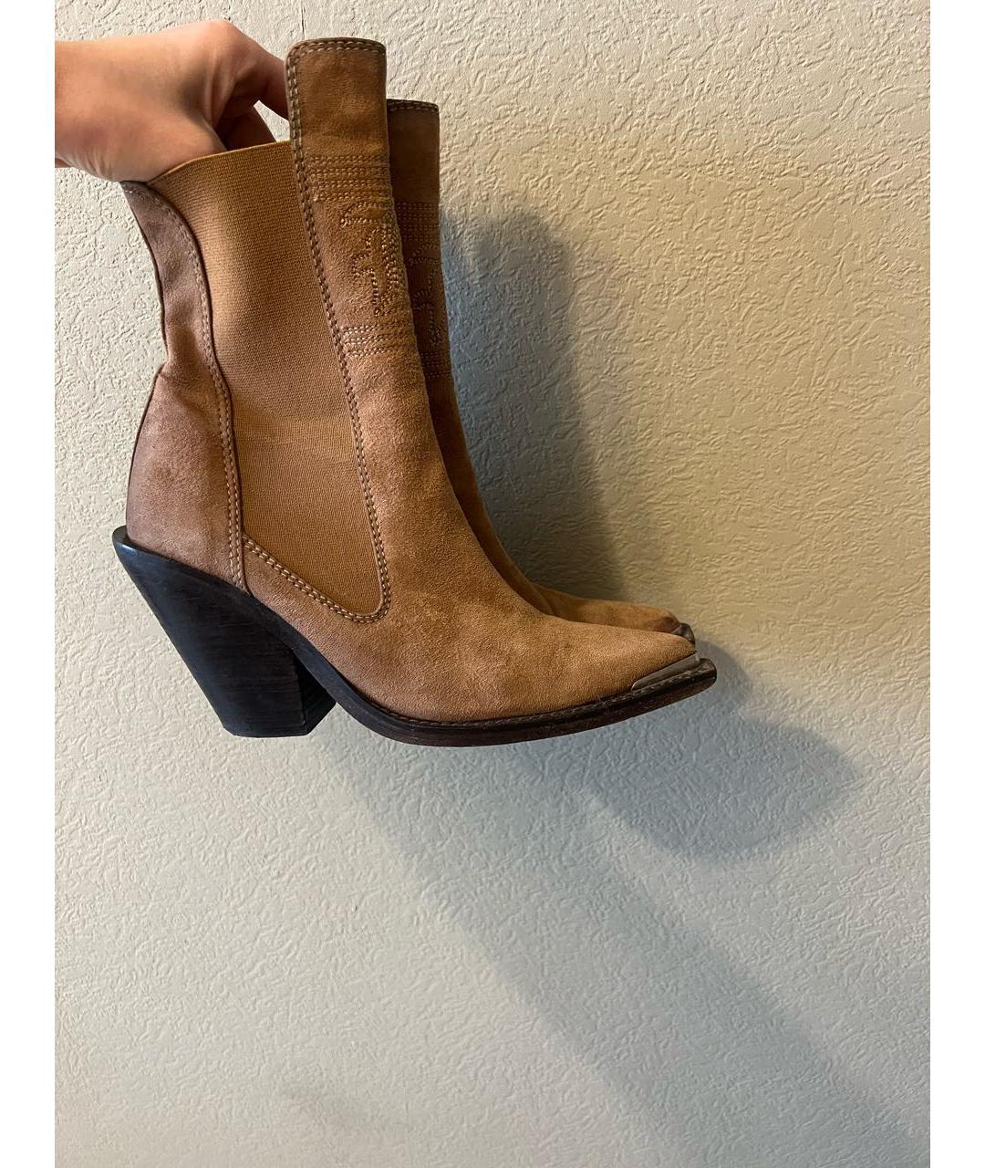 ERMANNO SCERVINO Коричневые замшевые полусапоги, фото 6