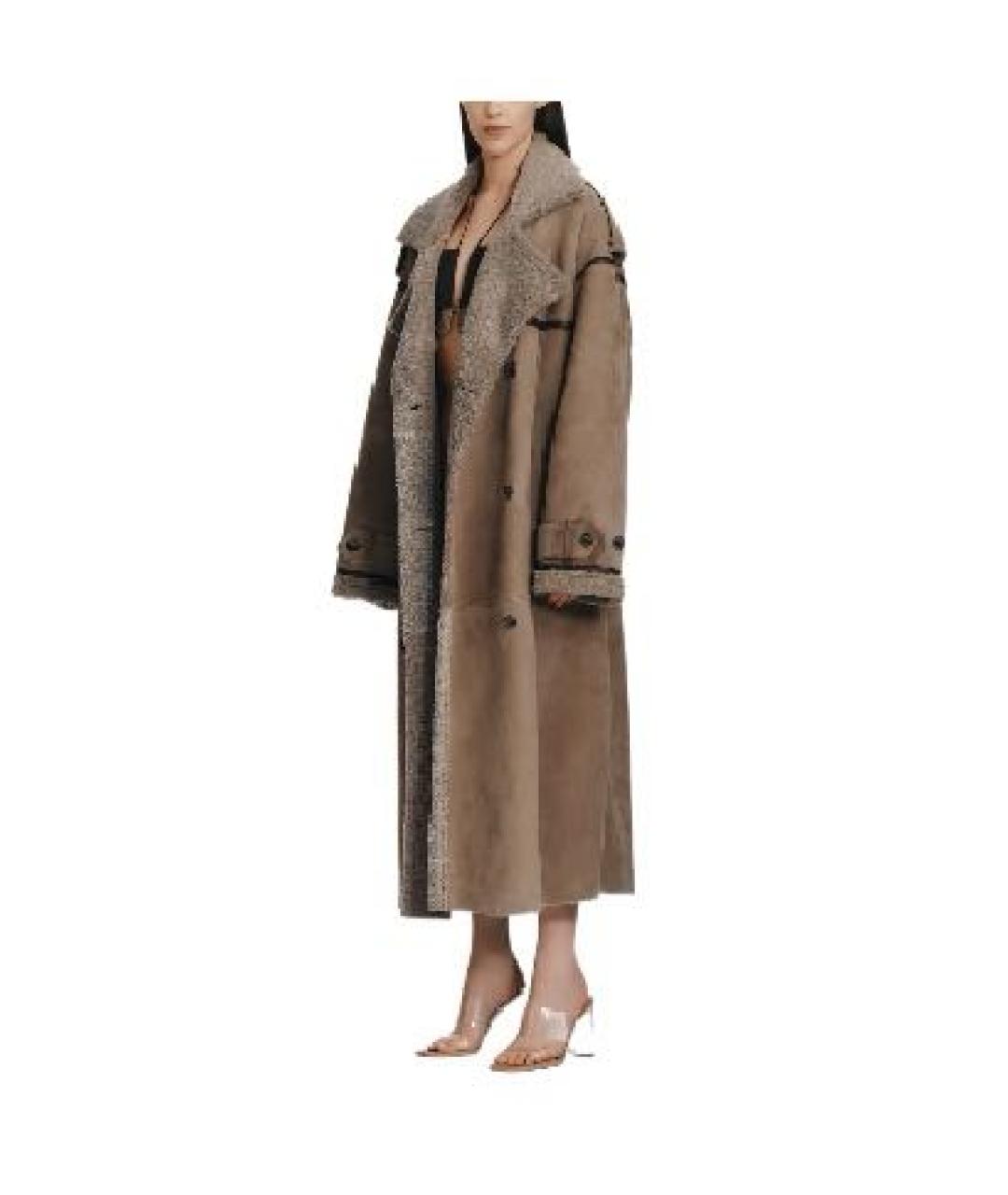 THE MANNEI Коричневая шерстяная дубленка, фото 3