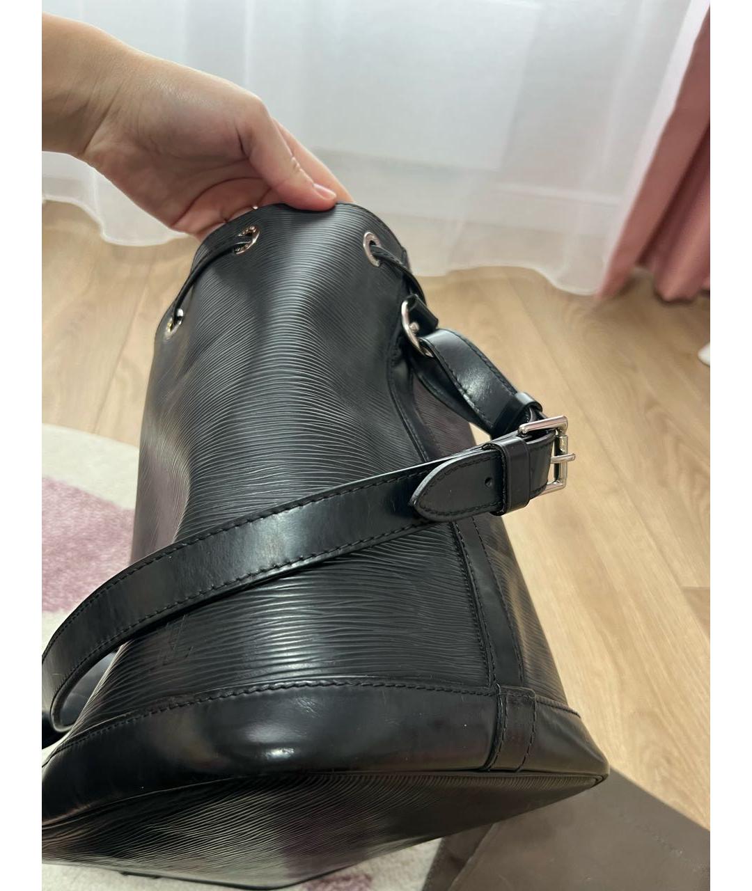 LOUIS VUITTON Черная кожаная сумка тоут, фото 6