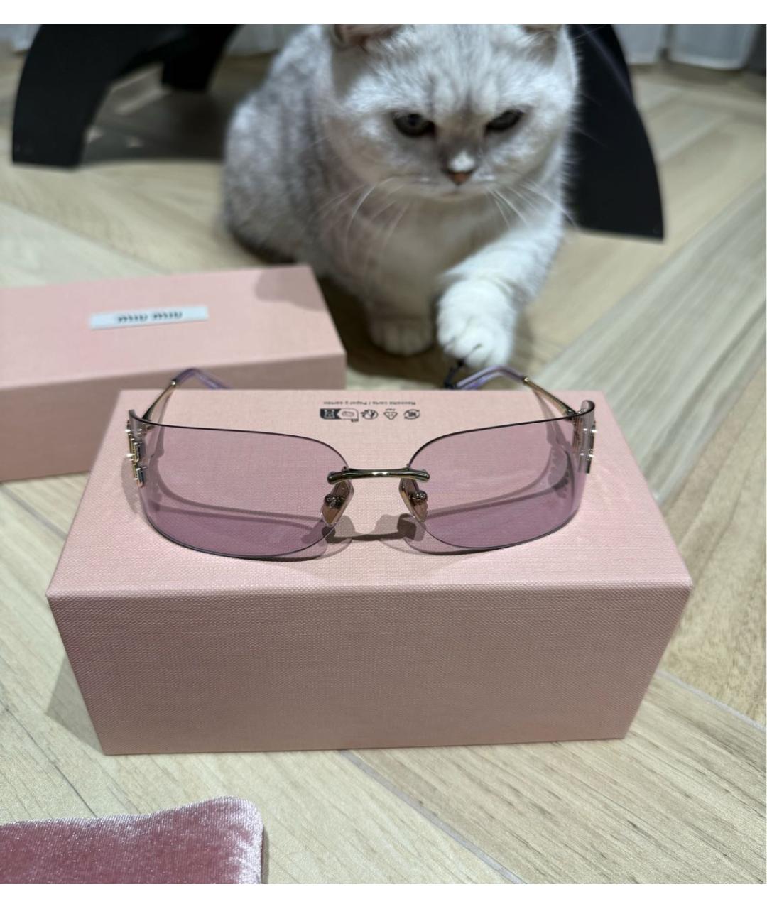 MIU MIU Золотые металлические солнцезащитные очки, фото 6