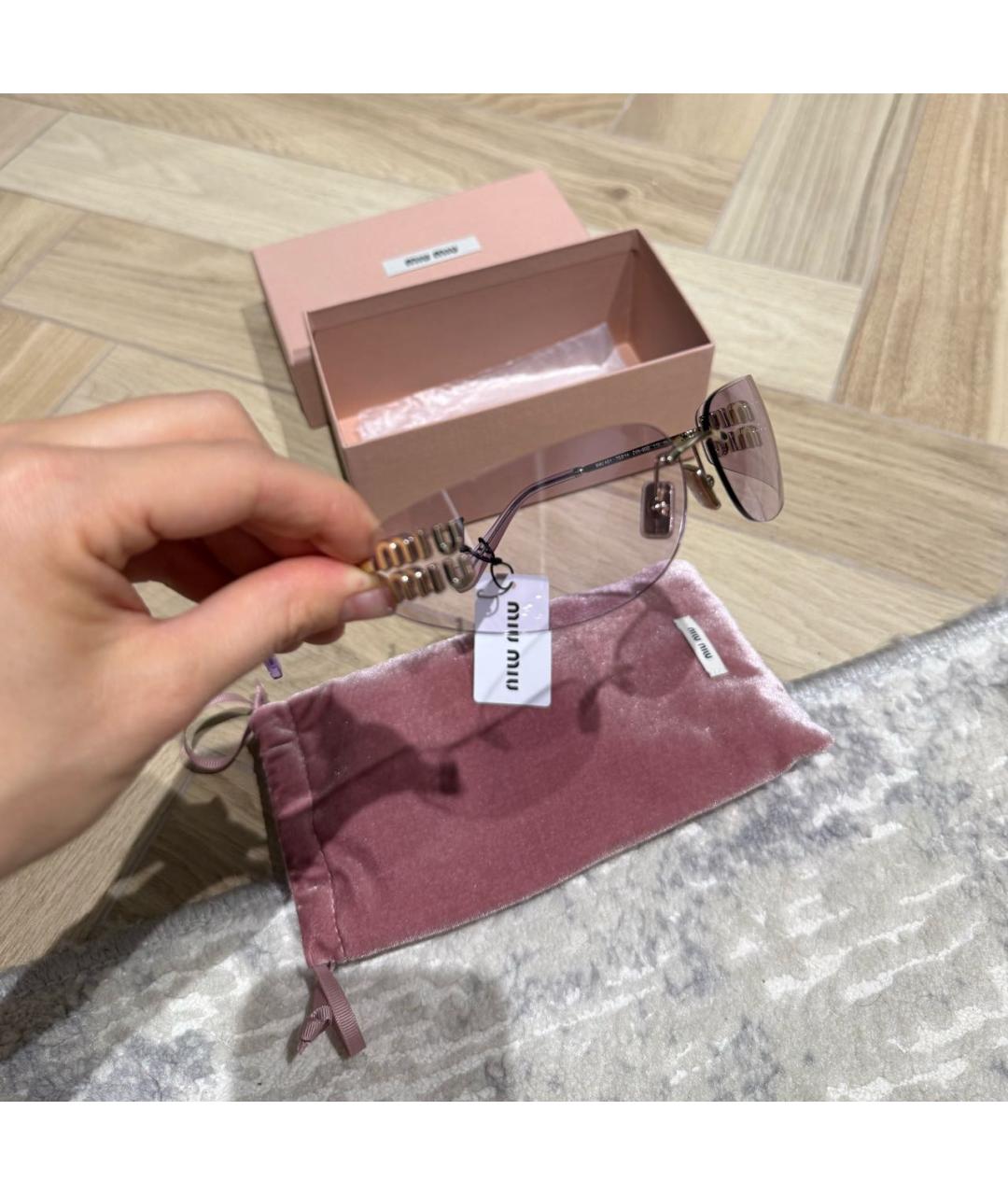 MIU MIU Золотые металлические солнцезащитные очки, фото 3