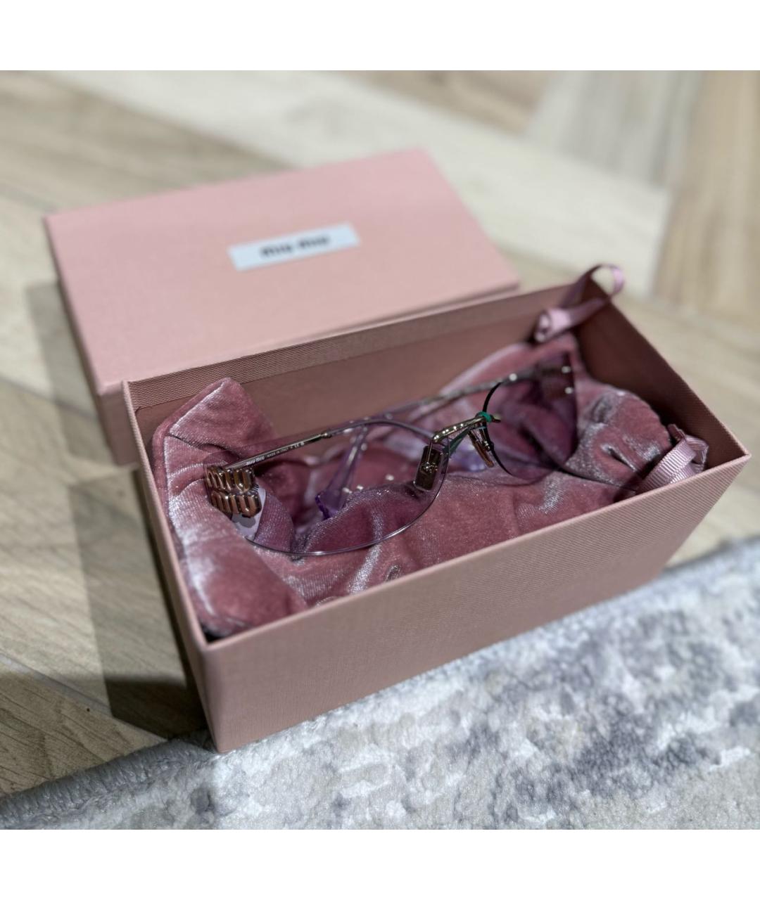 MIU MIU Золотые металлические солнцезащитные очки, фото 2