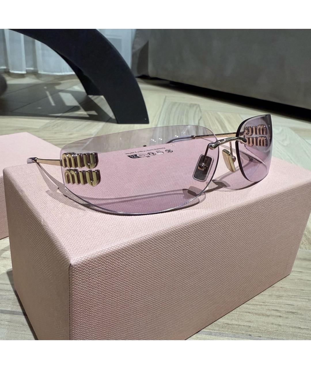 MIU MIU Золотые металлические солнцезащитные очки, фото 5