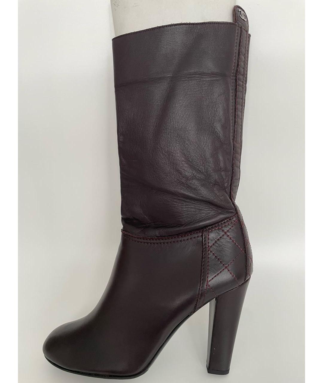 CHANEL Фиолетовые кожаные полусапоги, фото 7