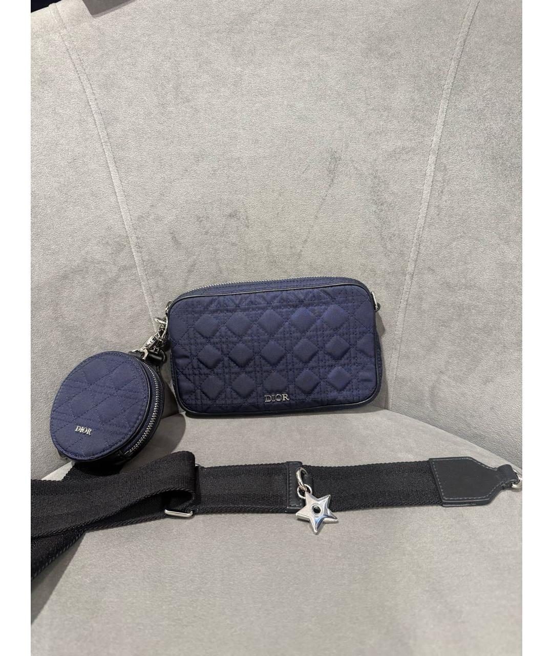CHRISTIAN DIOR Темно-синяя тканевая сумка через плечо, фото 3