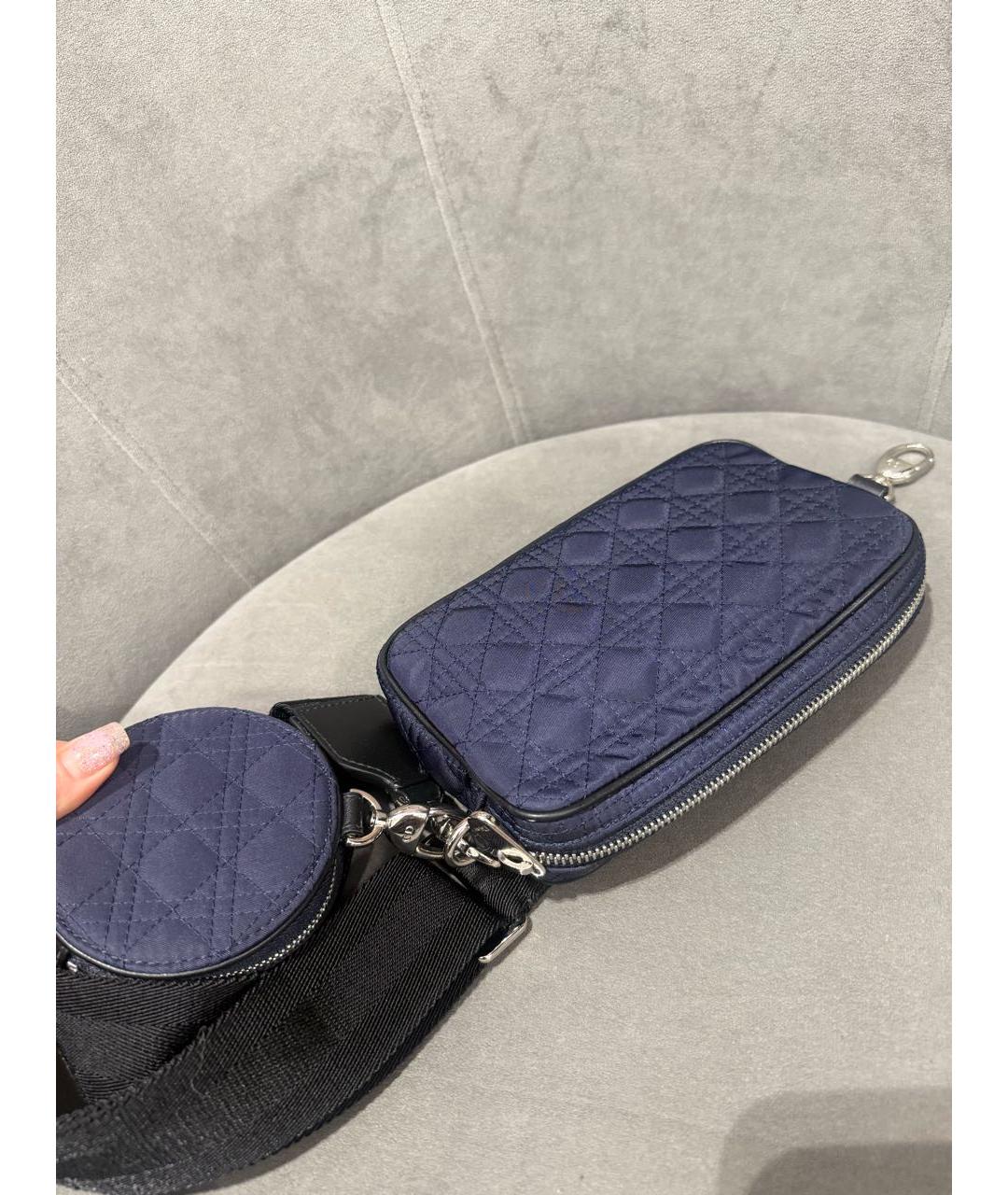 CHRISTIAN DIOR Темно-синяя тканевая сумка через плечо, фото 6