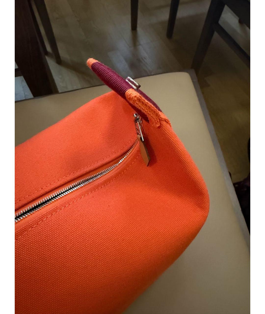 HERMES Оранжевая хлопковая косметичка, фото 2