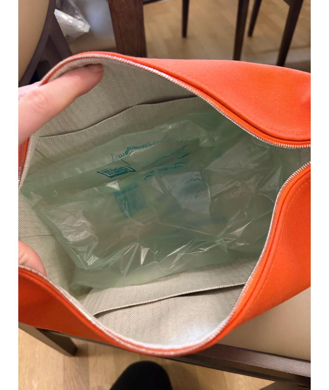 HERMES Оранжевая хлопковая косметичка, фото 3