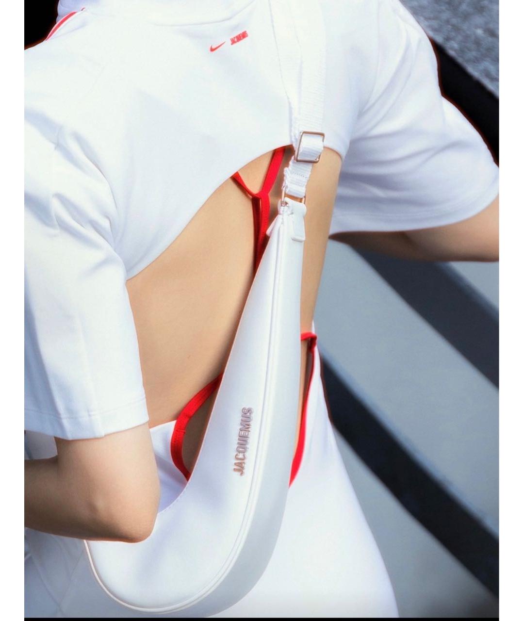 JACQUEMUS Белая кожаная сумка через плечо, фото 5