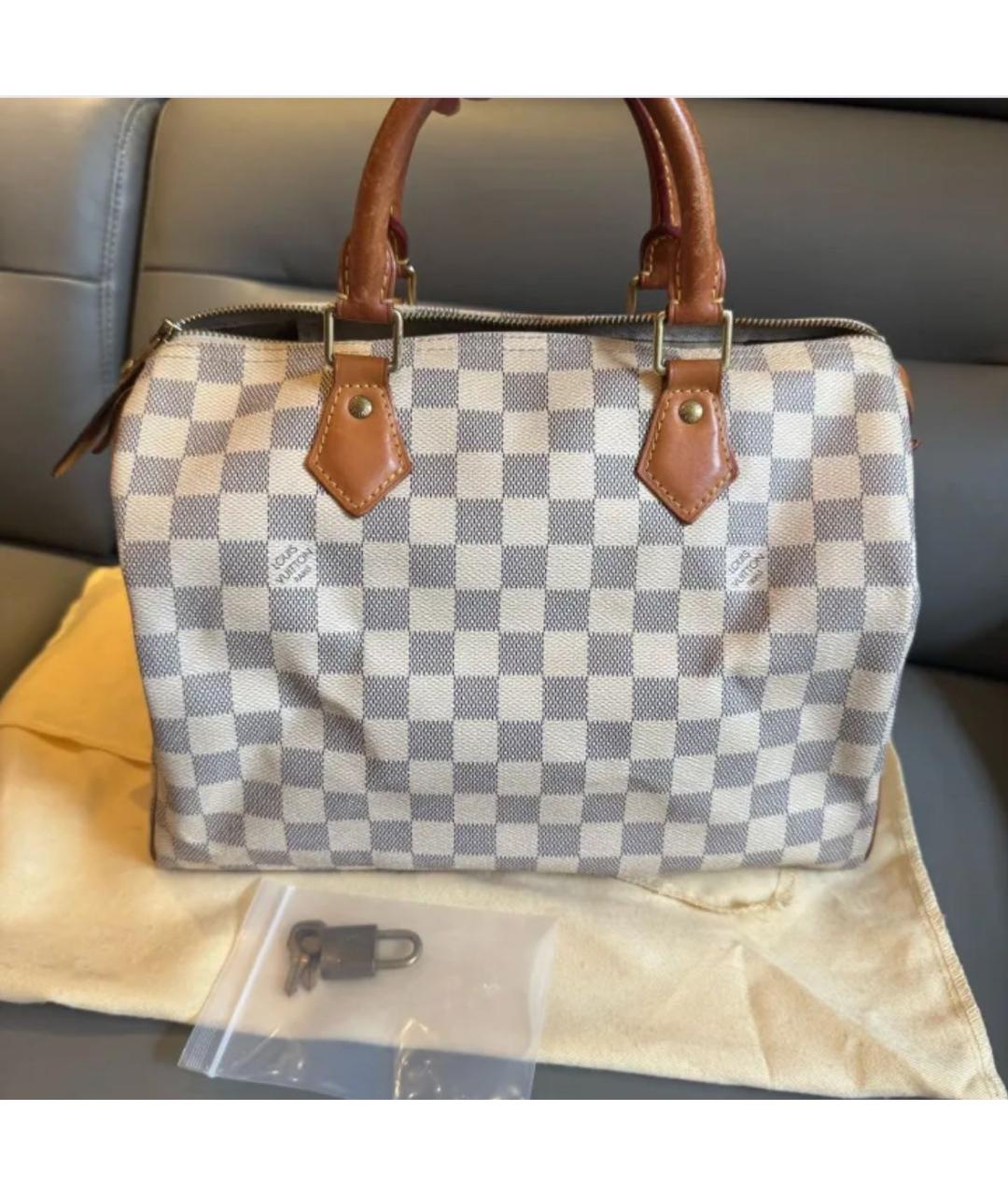 LOUIS VUITTON Белая кожаная сумка с короткими ручками, фото 3