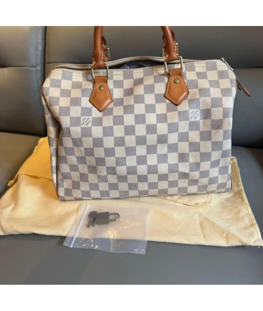 LOUIS VUITTON Белая кожаная сумка с короткими ручками, фото 2