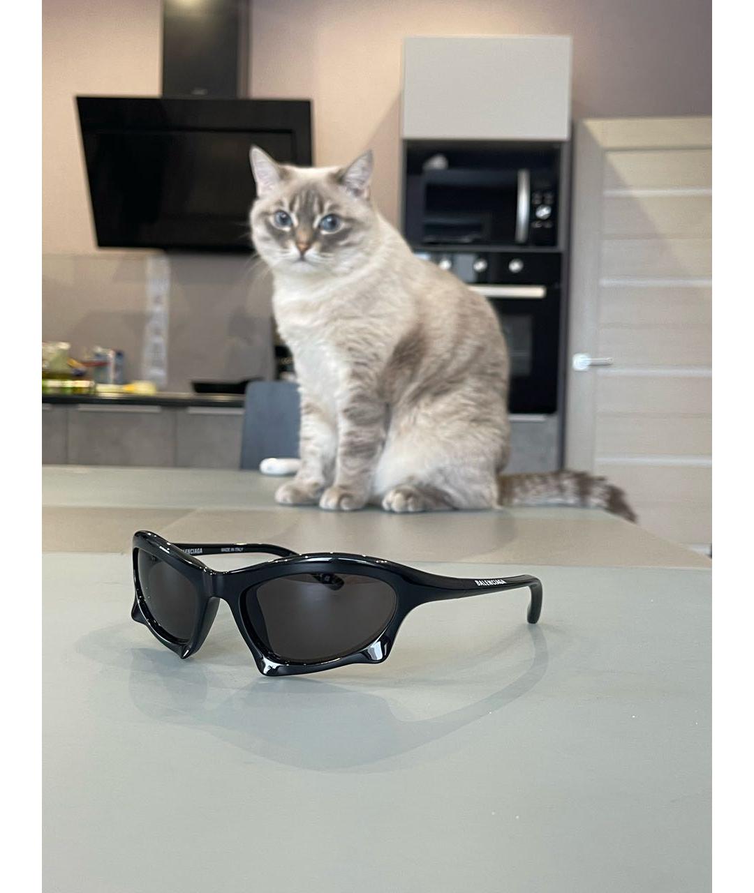 BALENCIAGA Черные пластиковые солнцезащитные очки, фото 3