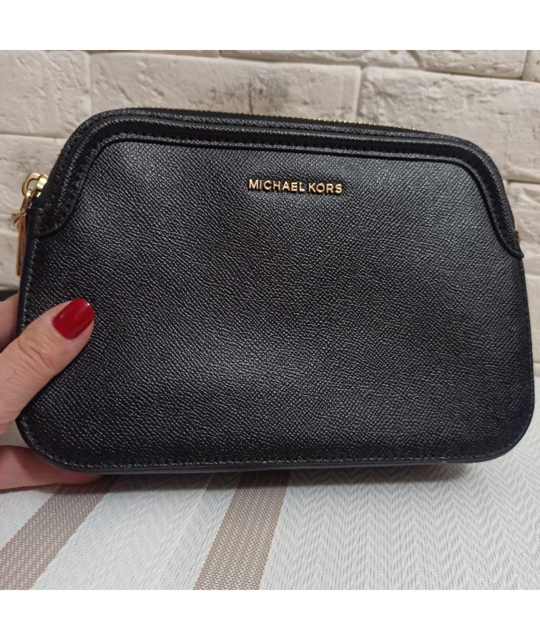 MICHAEL KORS Черная кожаная сумка через плечо, фото 5