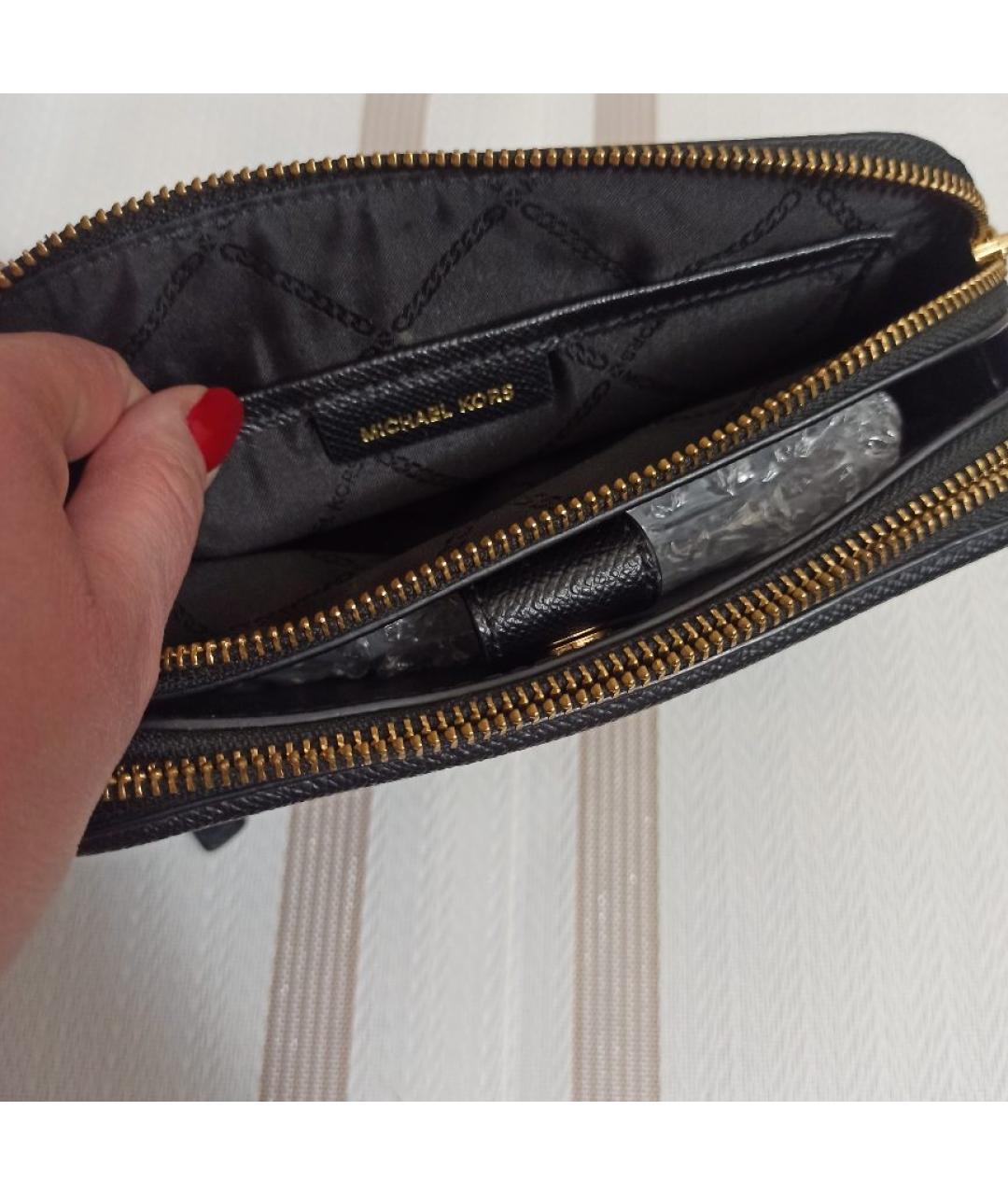 MICHAEL KORS Черная кожаная сумка через плечо, фото 7